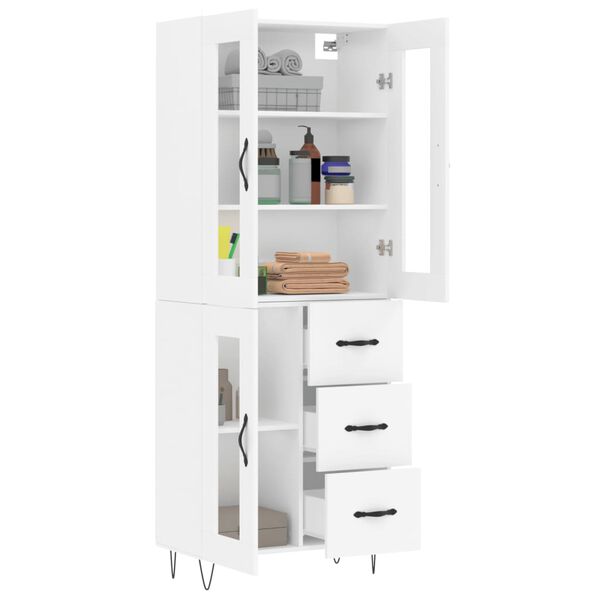 vidaXL Highboard hvit 69,5x34x180 cm konstruert tre