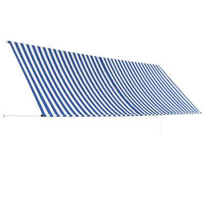 vidaXL Uttrekkbar markise 400x150 cm blå og hvit
