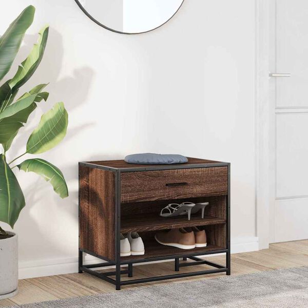 vidaXL Skobenk brun eik 60x40x53,5 cm konstruert tre og metall