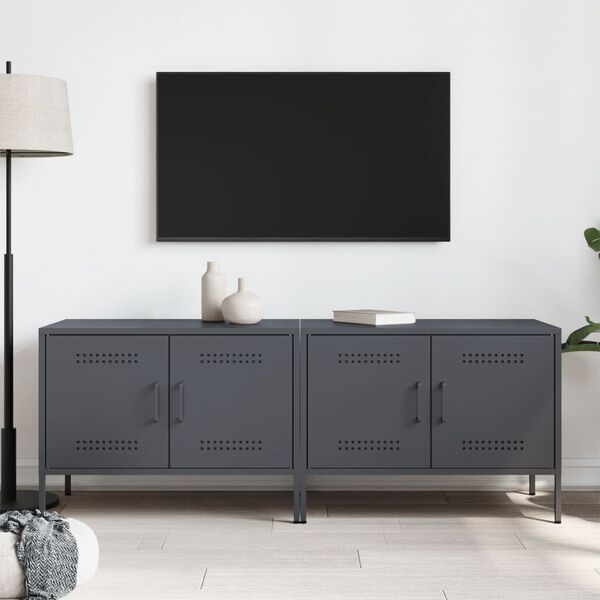 vidaXL TV-benker 2 stk antrasitt 68x39x50,5 cm stål