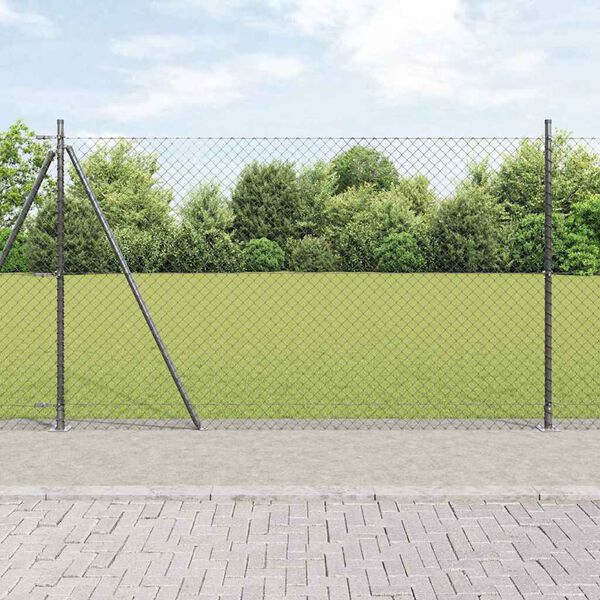 vidaXL Gjerdep&aring;le Gr&aring; 10 x 1,6 m (40 x 40 mm mesh) St&aring;l og PVC