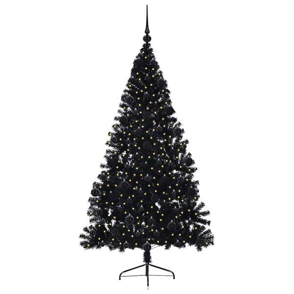 vidaXL Kunstig Forh&aring;ndsopplyst Juletre med 300 LED Svart 210 cm PVC