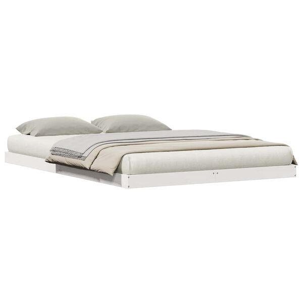 vidaXL Gulvbedramme Hvit 213.5 x 104 x 9 cm Massiv furu