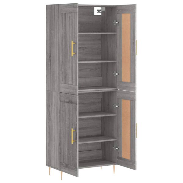 vidaXL Highboard gr&aring; sonoma 69,5x34x180 cm konstruert tre