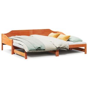vidaXL Uttrekkbar dagseng uten madrass voksbrun 90x190 cm heltre furu