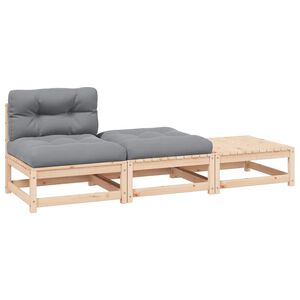 vidaXL Hagesofagruppe med puter 3 deler heltre furu