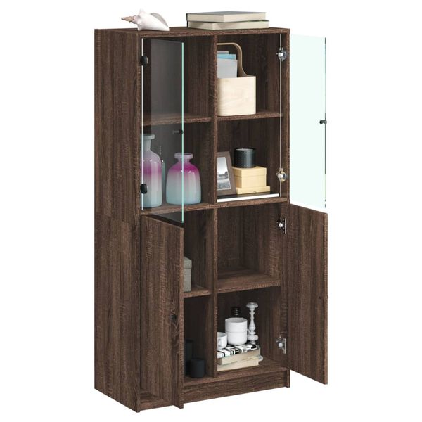 vidaXL Highboard med d&oslash;rer brun eik 68x37x142 cm konstruert tre