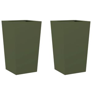 vidaXL Plantekasser 2 stk olivengr&oslash;nn 45x45x75 cm st&aring;l