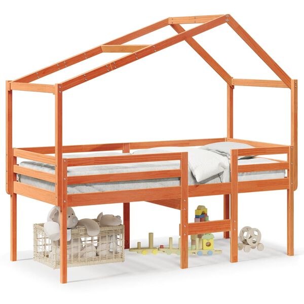 vidaXL H&oslash;yseng med tak voksbrun 75x190 cm heltre furu