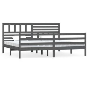vidaXL Sengeramme gr&aring; heltre 200x200 cm
