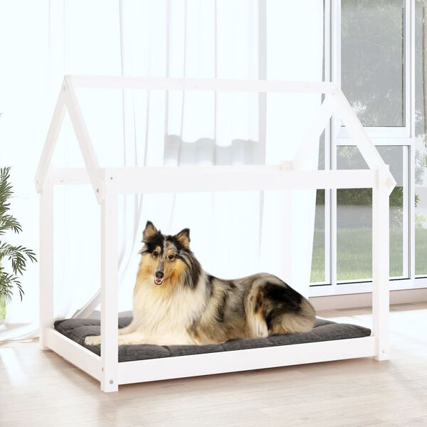 vidaXL Hundeseng hvit 101x70x90 cm heltre furu