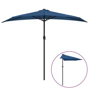 vidaXL Balkongparasoll med aluminiumsstang bl&aring; 270x144x222 cm halv
