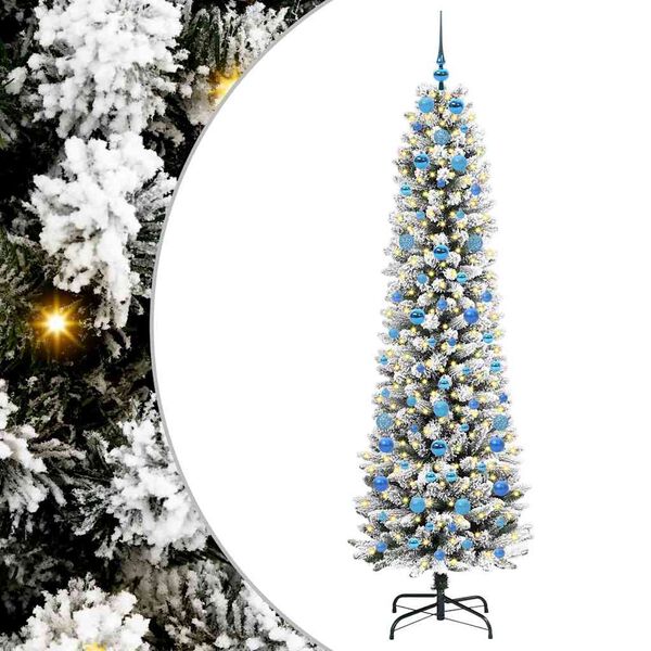 vidaXL Kunstig juletre med 300 LED Hvit 210 cm PVC og Metall og Plast