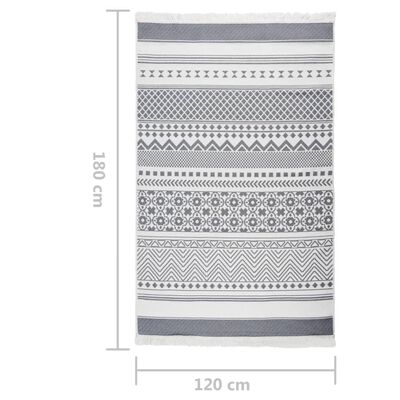 vidaXL Teppe grå og hvit 120x180 cm bomull