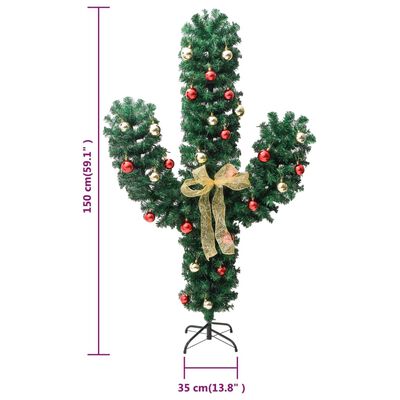 vidaXL Kaktus juletre med stativ og lysdioder grønn 150 cm PVC