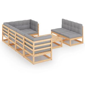 vidaXL Hagesofagruppe med puter 8 deler heltre furu