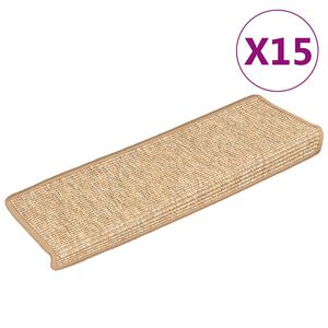 vidaXL Trappematter 15 stk 65x21x4 cm lysebrune rektangul&aelig;re kanter