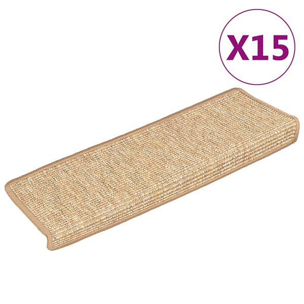 vidaXL Trappematter 15 stk 65x21x4 cm lysebrune rektangul&aelig;re kanter