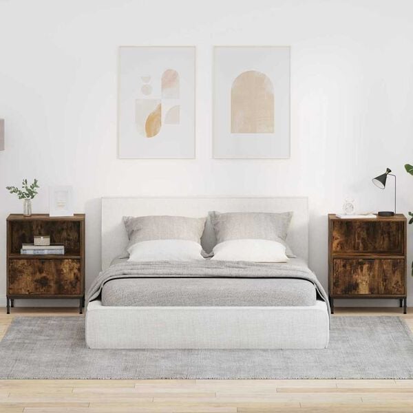 vidaXL Nattbordskap 2 pcs R&oslash;kt eik 49 x 36 x 61 cm Konstruert tre