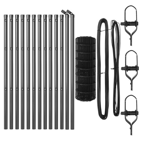 vidaXL Gjerde med stolpe Gr&aring; 0,6 x 25 m St&aring;l og PVC