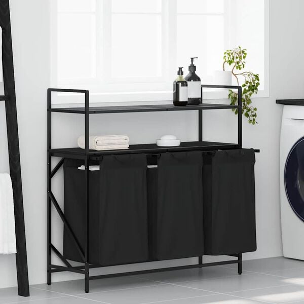 vidaXL skittent&oslash;yskurv 3 rom med hyller svart eik