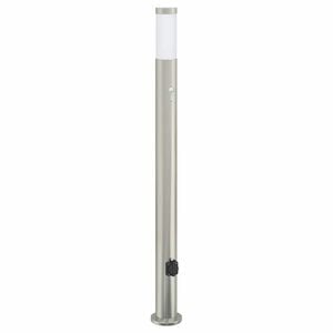 vidaXL Pullertlampe med sensor og stikkontakt 110 cm rustfritt st&aring;l IP44