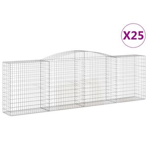 vidaXL Gabionkurver buede 25 stk 400x50x120/140 cm galvanisert jern