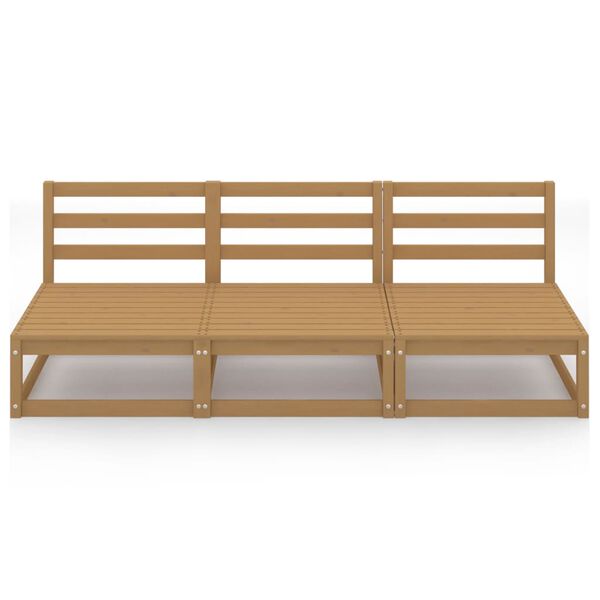 vidaXL 3-seters hagesofa honningbrun heltre furu