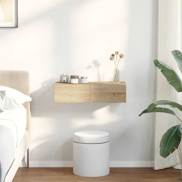 vidaXL Vegghylle med skuffer sonoma eik 60x26,5x15 cm konstruert tre