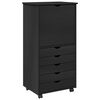 vidaXL Rullende skap 53 x 39 x 103 cm Massiv furu Svart