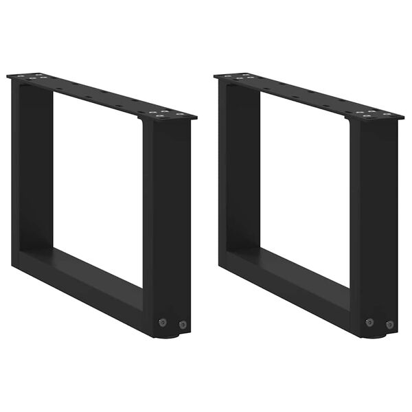 vidaXL Salongbordben U-formet 2 stk svart 50x(30-31) cm st&aring;l