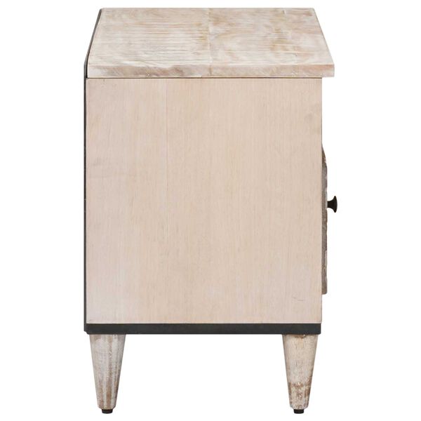 vidaXL TV-skap med skuff Hvit 80 x 33,5 x 46 cm Massiv mango tre