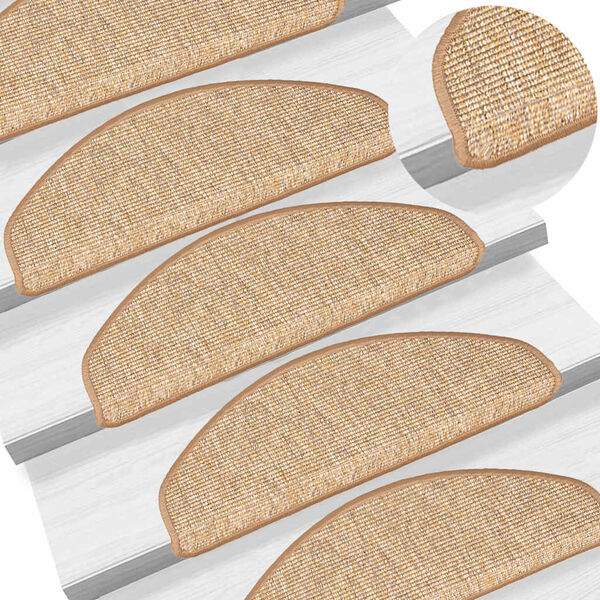 vidaXL Trappematter 15 stk 65x21x4 cm lysebrune halvrund store