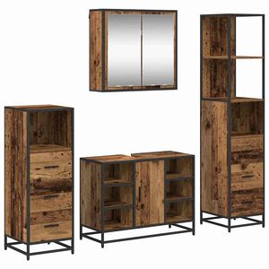 vidaXL Baderomsinnredningssett 4 stk. Gamle tre 80 x 33 x 60 cm