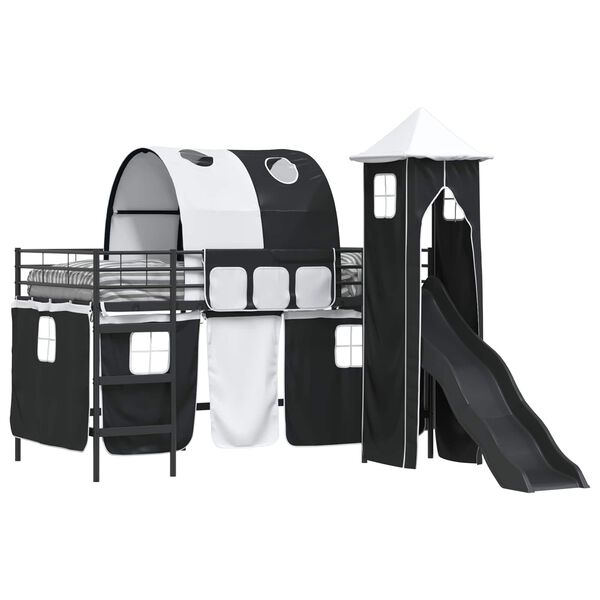 vidaXL Barns Lofteseng Svart 99,5 x 200 cm Metall