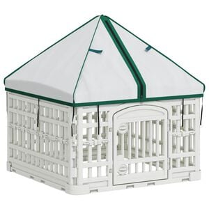 vidaXL 4 Panel Hundegjerde med Tak 60 x 60 x 82 cm Plast Hvit