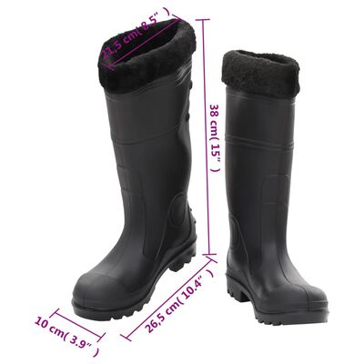 vidaXL Regnstøvler med avtakbare sokker svart str 39 PVC