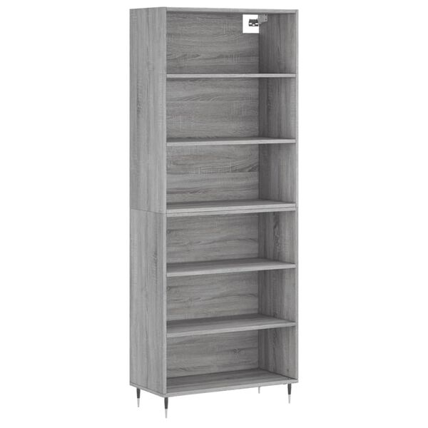 vidaXL Highboard gr&aring; sonoma 69,5x32,5x180 cm konstruert tre