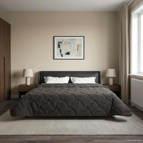 vidaXL Full &aring;r dyne Antrasitt 220 x 240 cm Mikrofiber og Teddy fleece