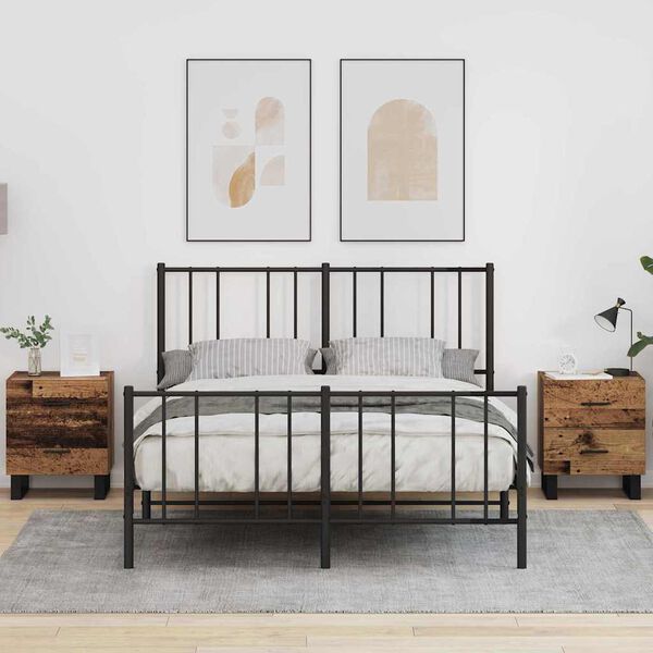 vidaXL Nattbordskap 2 pcs Gammel tre og svart 40 x 35 x 47,5 cm