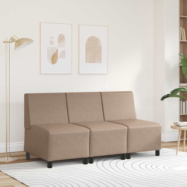 vidaXL | Modul Sofa Enhet Armfri | Cappuccino 55 x 74 x 82 cm Kunstl&aelig;r