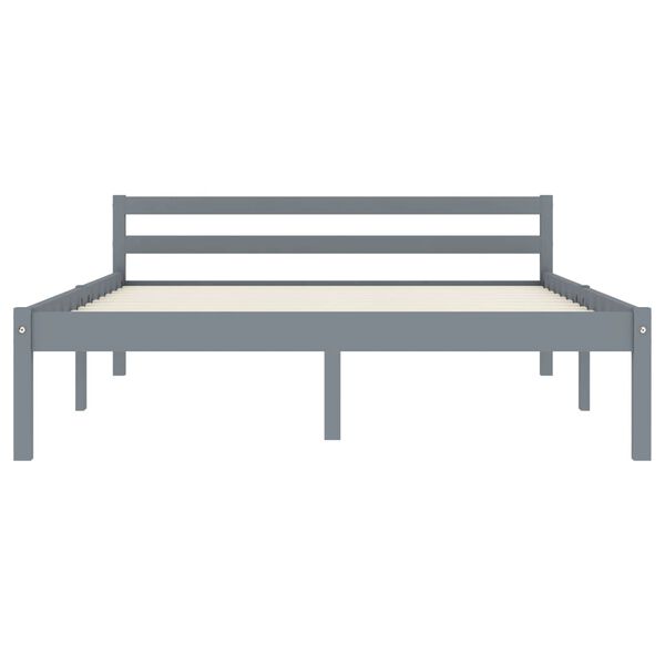 vidaXL Sengeramme med 4 skuffer grå heltre furu 140x200 cm