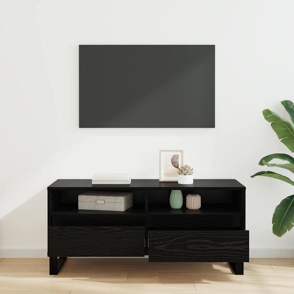 vidaXL TV-skap Svart Eik 100 x 34,5 x 44,5 cm Ingeni&oslash;rtre og jern