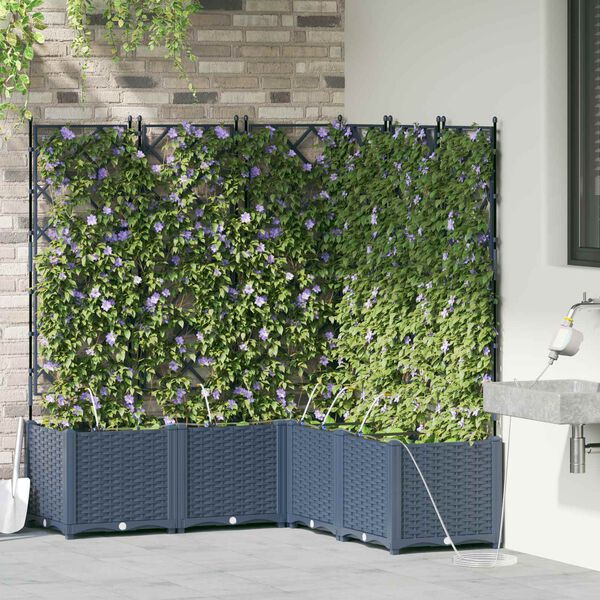 vidaXL Hageblomsterpotte 2 pcs Gr&aring; 80 x 40 x 125,5 cm St&aring;l