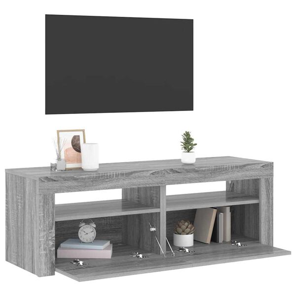 vidaXL TV-benk med LED-lys grå sonoma 120x35x40 cm