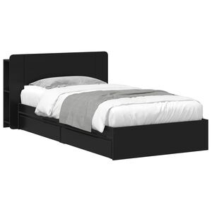 vidaXL Sengeramme med oppbevaring Svart 75 x 190 cm Konstruert tre