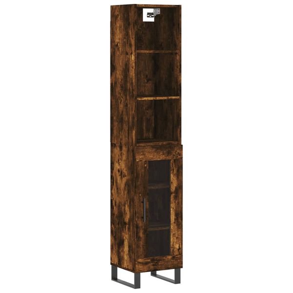 vidaXL Highboard r&oslash;kt eik 34,5x34x180 cm konstruert tre