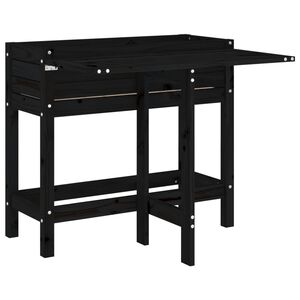 vidaXL Plantekasse med foldbar bordplate svart heltre furu