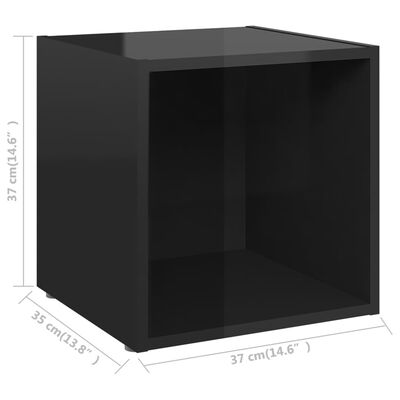 vidaXL TV-benker 4 stk høyglans svart 37x35x37 cm sponplate