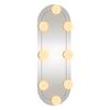 vidaXL Veggspeil med LED-lys 15x40 cm glass oval